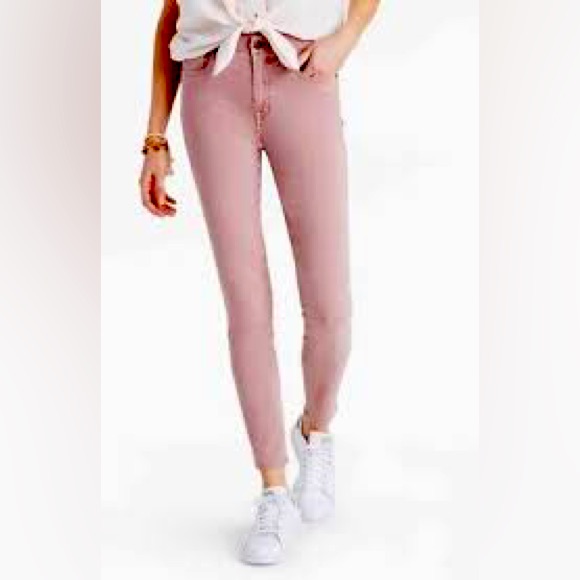 Madewell High Riser Skinny Crop Jeans Pink Stretch Denim High Rise Ankle Casual